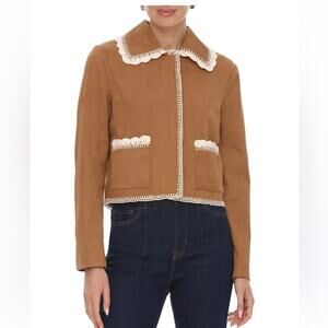 Bagatelle Collection Faux Suede Jacket Lace Trim XL NWT Camel Tan